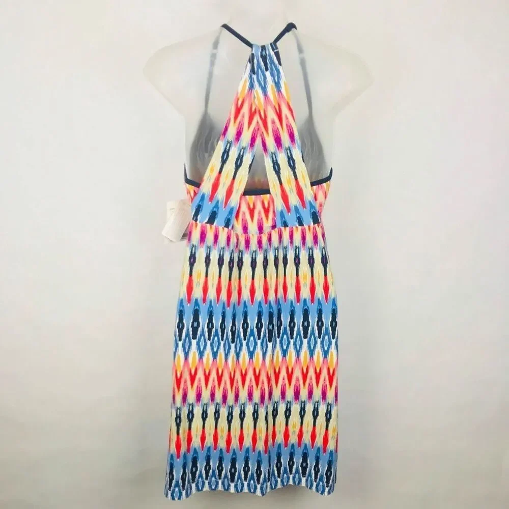 ATHLETA Dress Women Size Small Multicolor Prited Restoration Ruched IKAT
